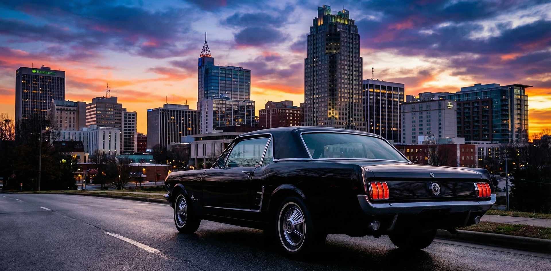 Classic Mustang in downtown Raleigh NC